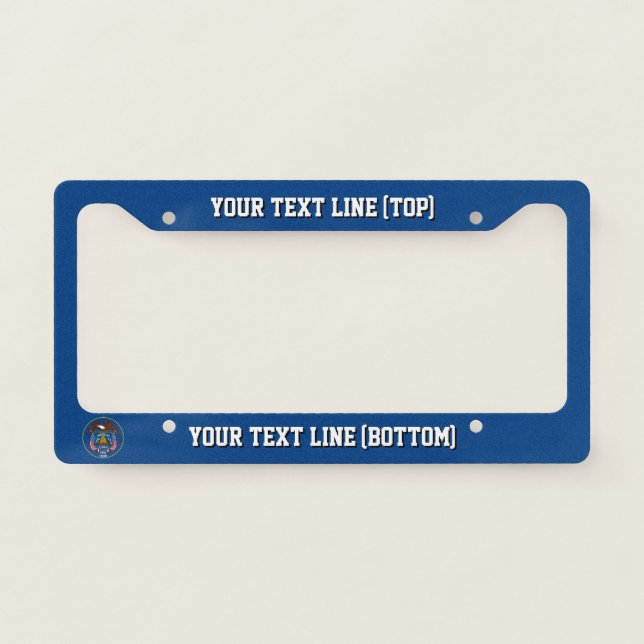 Utah State Flag Design on a Personalized License Plate Frame (Front)