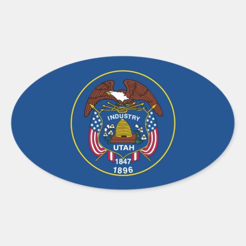 Utah State Flag Design Oval Sticker