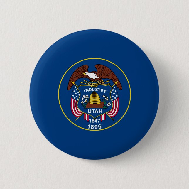 Utah State Flag Design Pinback Button (Front)