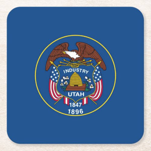 Utah State Flag Design Square Paper Coaster