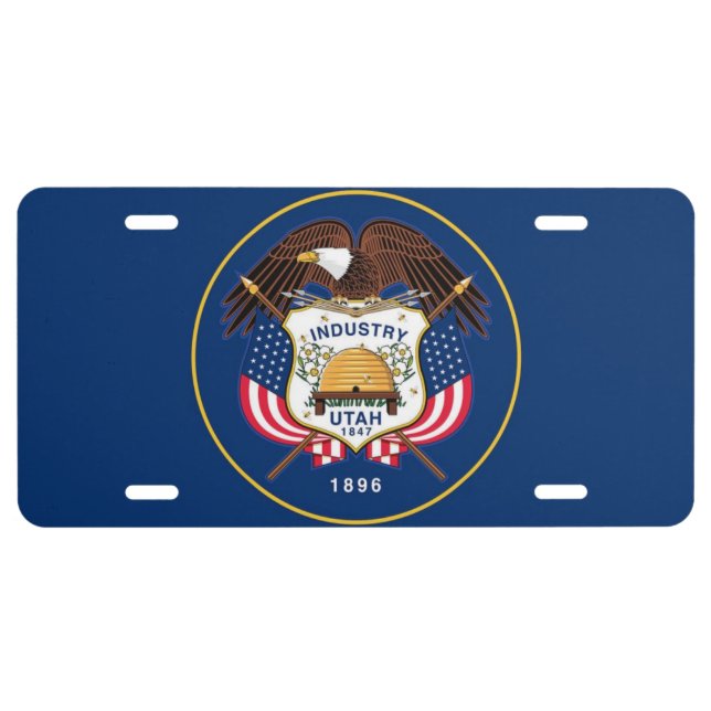Utah state flag license plate (Front)