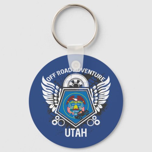 Utah State Flag Off Road Adventure 4x4 Bogging Keychain