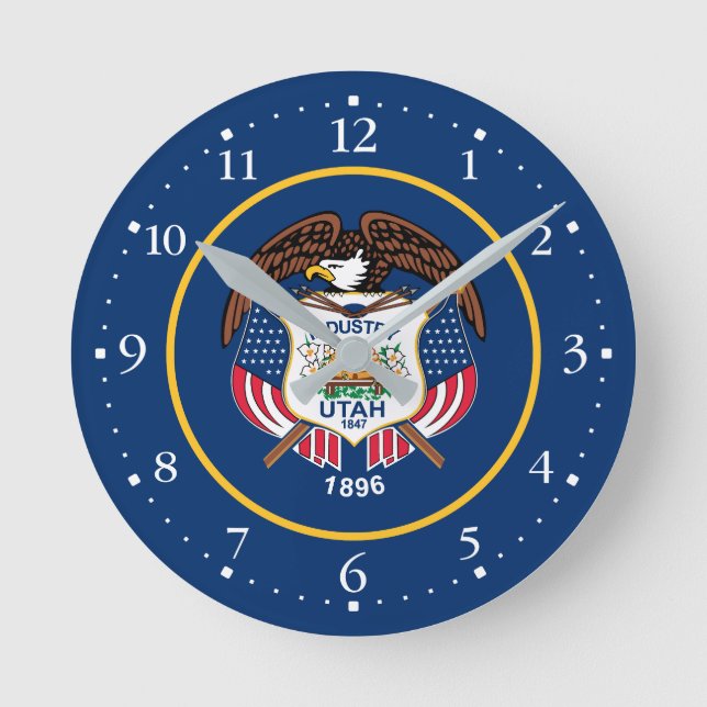 Utah State Flag Round Clock (Front)