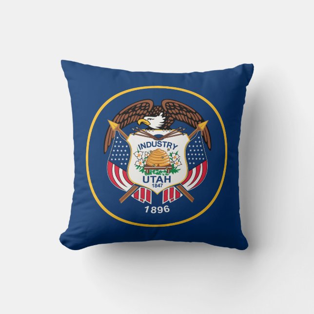 Utah State Flag Throw Pillow (Front)