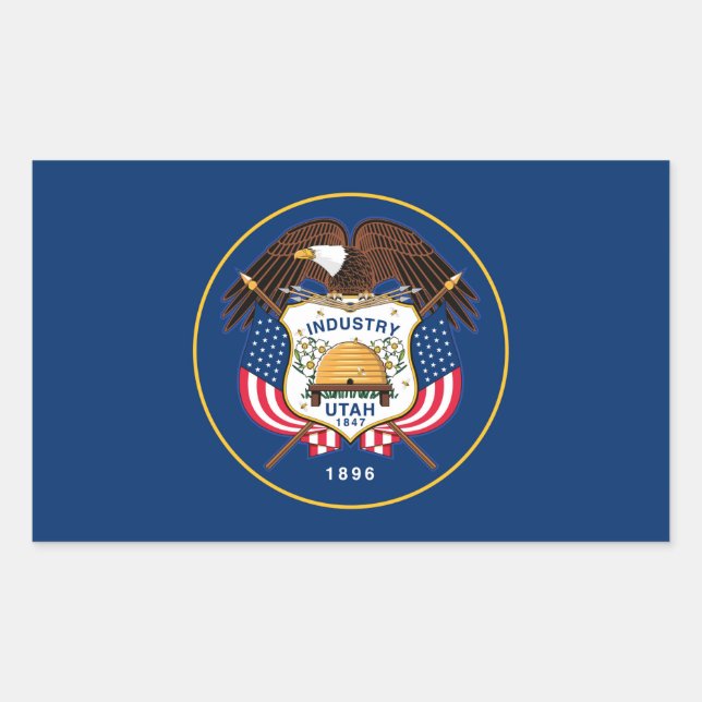 utah state flag united america republic symbol rectangular sticker (Front)
