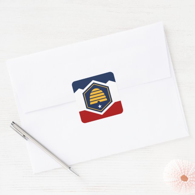 Utah State Flag USA Square Sticker (Envelope)