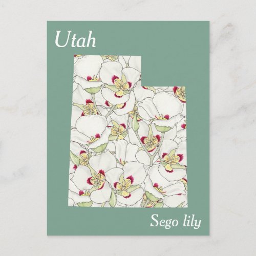 Utah State Flower Collage Map Postcard