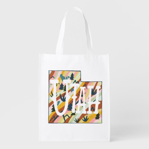 Utah State Illustrated Map Grocery Bag