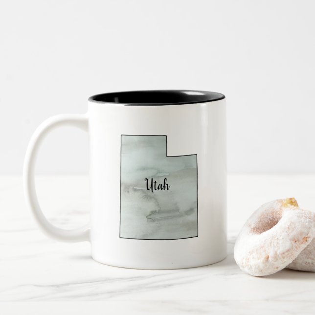 Utah State Illustration Painting Two-Tone Coffee Mug (With Donut)