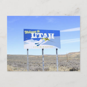 Utah State Line Sign Postcard