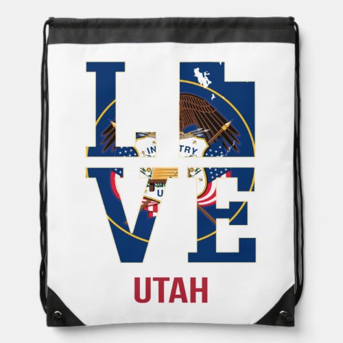 Utah state love USA Drawstring Bag