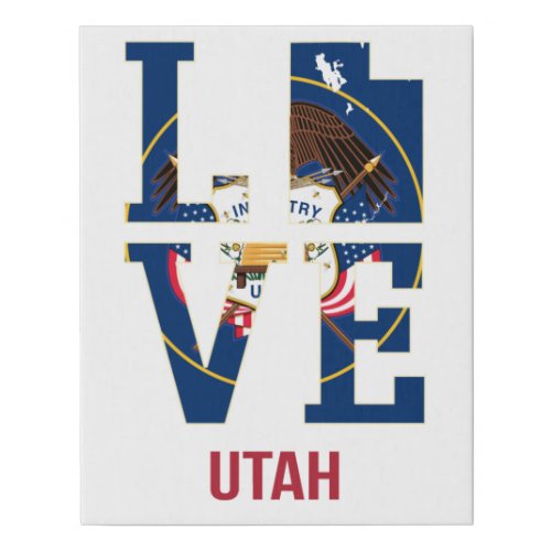 Utah state love USA Faux Canvas Print