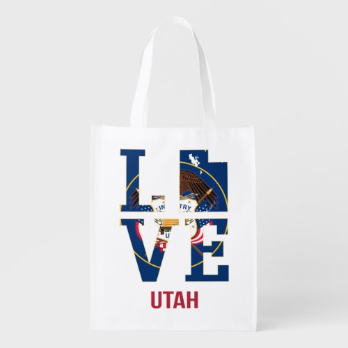 Utah state love USA Grocery Bag