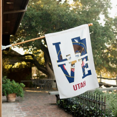 Utah state love USA House Flag