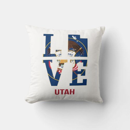 Utah state love USA Throw Pillow