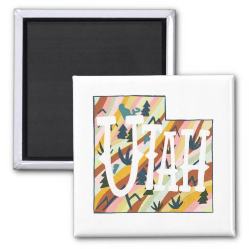 Utah State Map Illustration Magnet