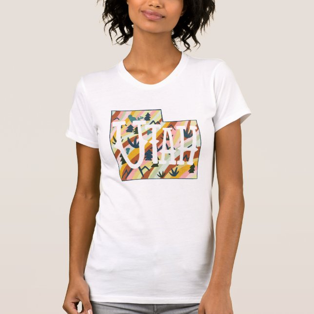 Utah State Map Illustration T-Shirt (Front)