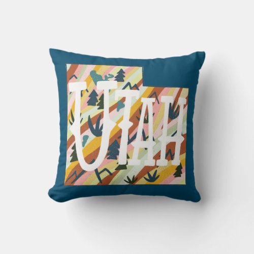 Utah State Map Illustration Throw Pillow