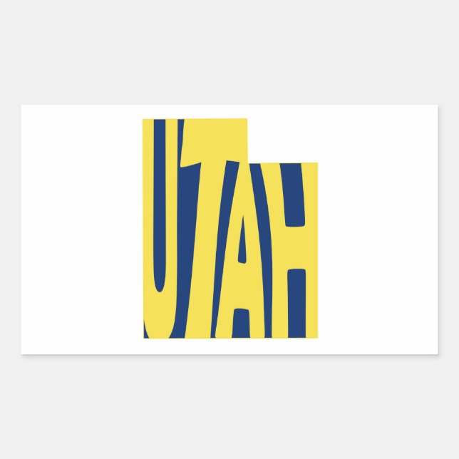 Utah State Name Word Art Yellow Rectangular Sticker (Front)