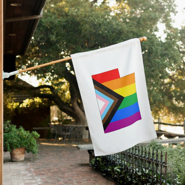 Utah State Pride LGBTQ Progress Pride House Flag (In SItu)