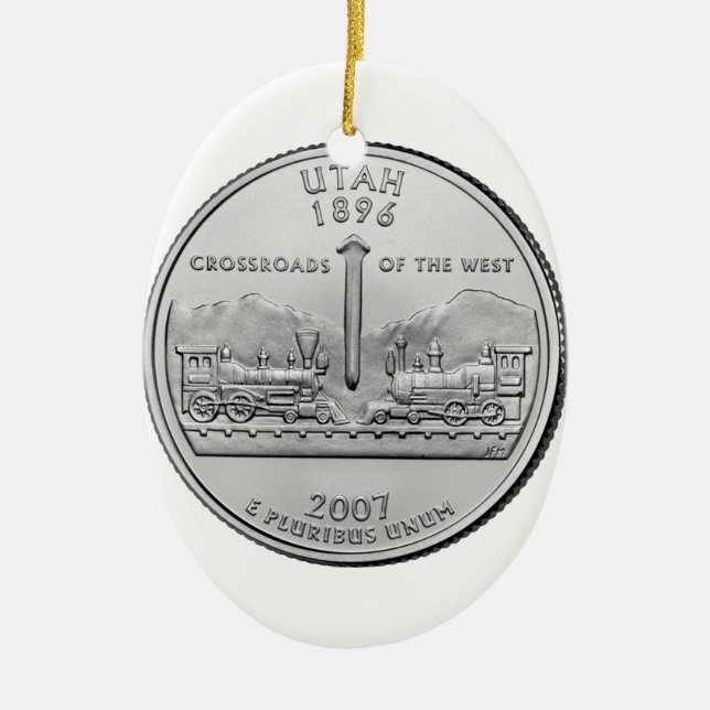 Utah State Quarter Ceramic Ornament (Front)