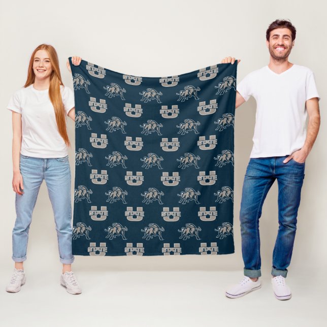 Utah State University Aggie Blue Pattern Fleece Blanket (In Situ)