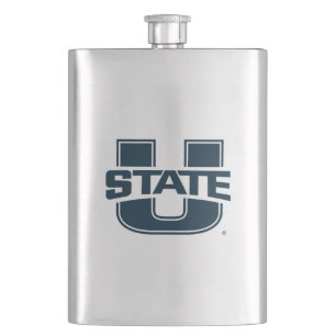 Utah State University Blue Logo Flask