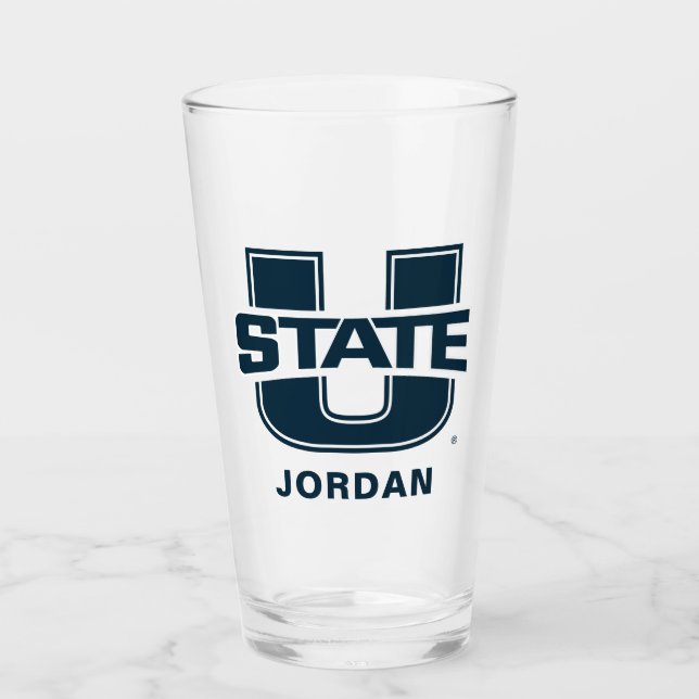 Utah State University Blue Logo Glass (Front)