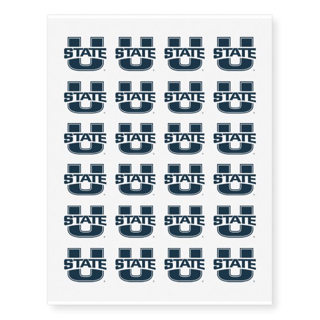 Utah State University Blue Logo Temporary Tattoos (Front)