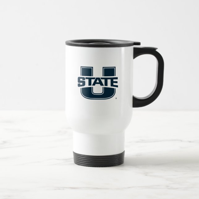 Utah State University Blue Logo Travel Mug (Right)