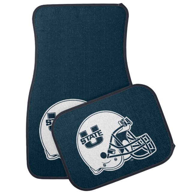 Utah State University Football Helmet Car Floor Mat (Set)