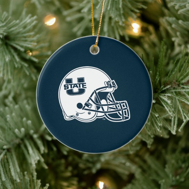 Utah State University Football Helmet Ceramic Ornament (Tree)