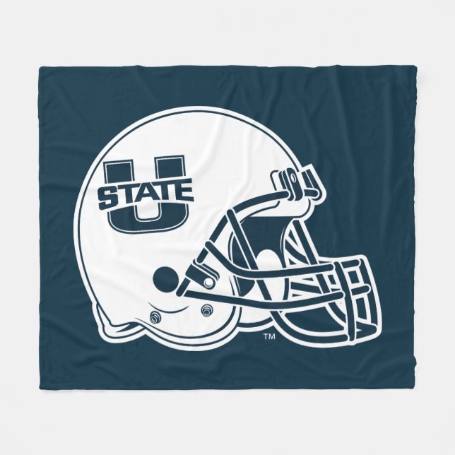 Utah State University Football Helmet Fleece Blanket (Front (Horizontal))
