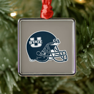 Utah State University Football Helmet Metal Ornament