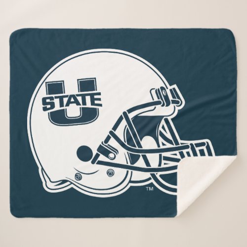 Utah State University Football Helmet Sherpa Blanket