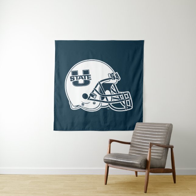 Utah State University Football Helmet Tapestry (In Situ)