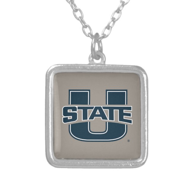Utah State University Logo Silver Plated Necklace (Front)