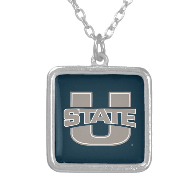 Utah State University Logo Silver Plated Necklace (Front)