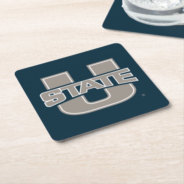 Utah State University Logo Square Paper Coaster (Angled)