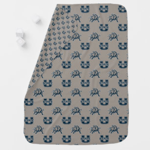 Utah State University Pewter Pattern Baby Blanket