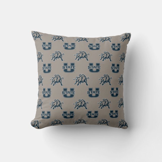 Utah State University Pewter Pattern Throw Pillow (Front)