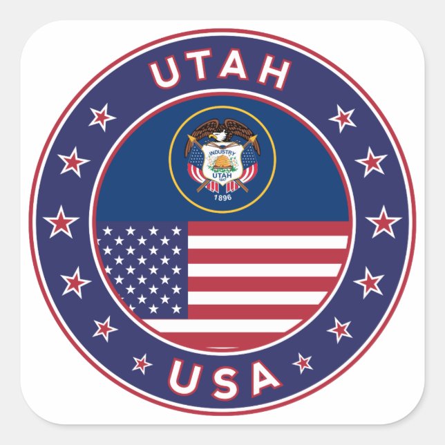Utah sticker, phone case, tote bag, wall clock square sticker (Front)