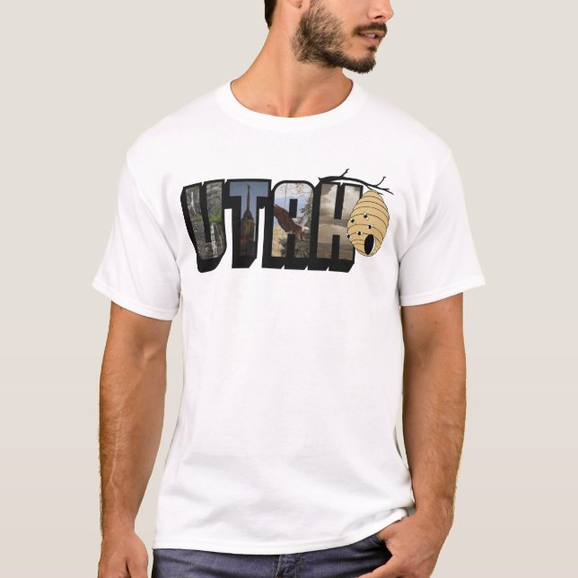Utah The Beehive State Big Letter T-Shirt (Front)