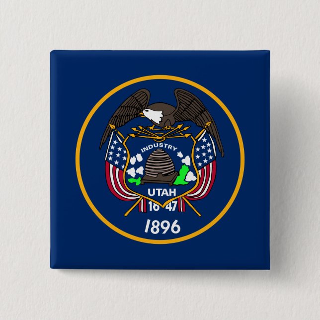 Utah: The Beehive State US Flag, Industry Button (Front)