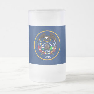 Utah: The Beehive State US Flag, Industry Frosted Glass Beer Mug