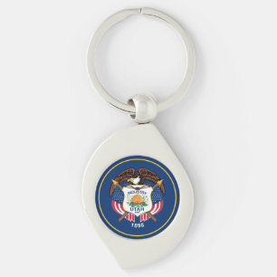 Utah: The Beehive State US Flag, Industry Keychain