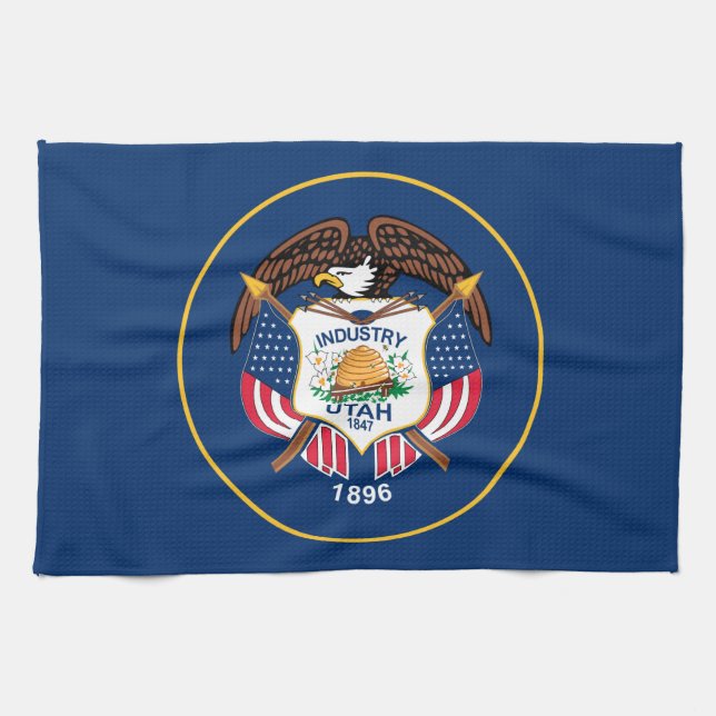 Utah: The Beehive State US Flag, Industry Kitchen Towel (Horizontal)