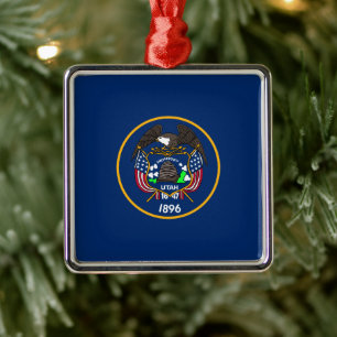 Utah: The Beehive State US Flag, Industry Metal Ornament