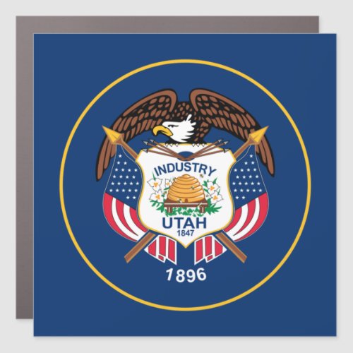 Utah The Beehive State Utahns US Flag Car Magnet