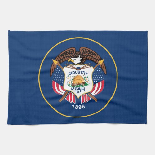 Utah The Beehive State Utahns US Flag Kitchen Towel